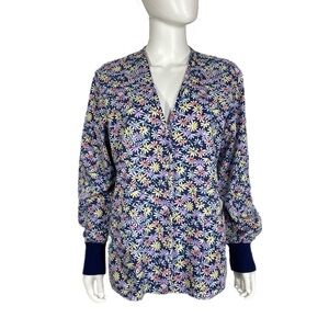 Aramark Uniforms Floral Print Scrubs Nurses Jacket